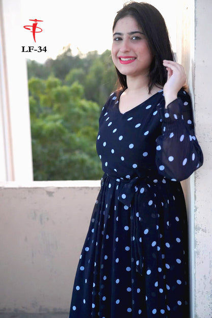 Women’s Premium Chiffon Printed Long Maxi Dress LF-34