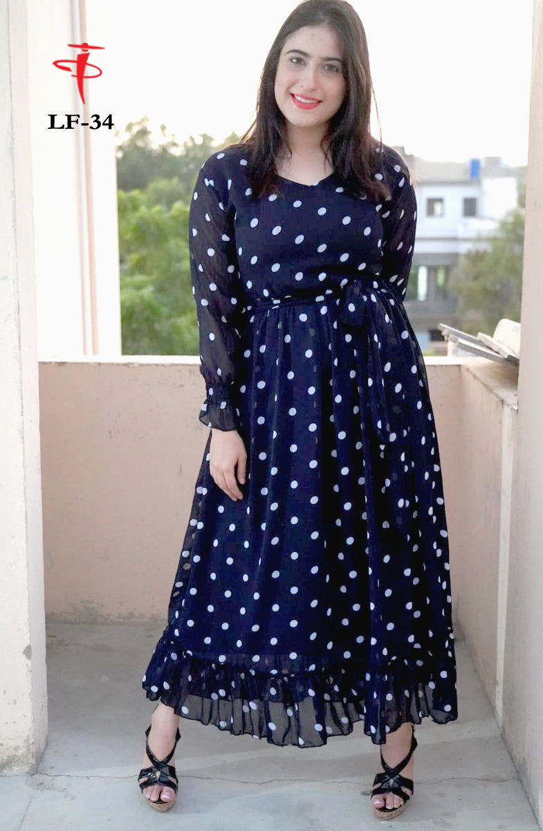 Women’s Premium Chiffon Printed Long Maxi Dress LF-34