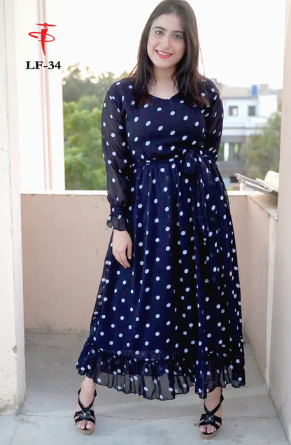 Women’s Premium Chiffon Printed Long Maxi Dress LF-34