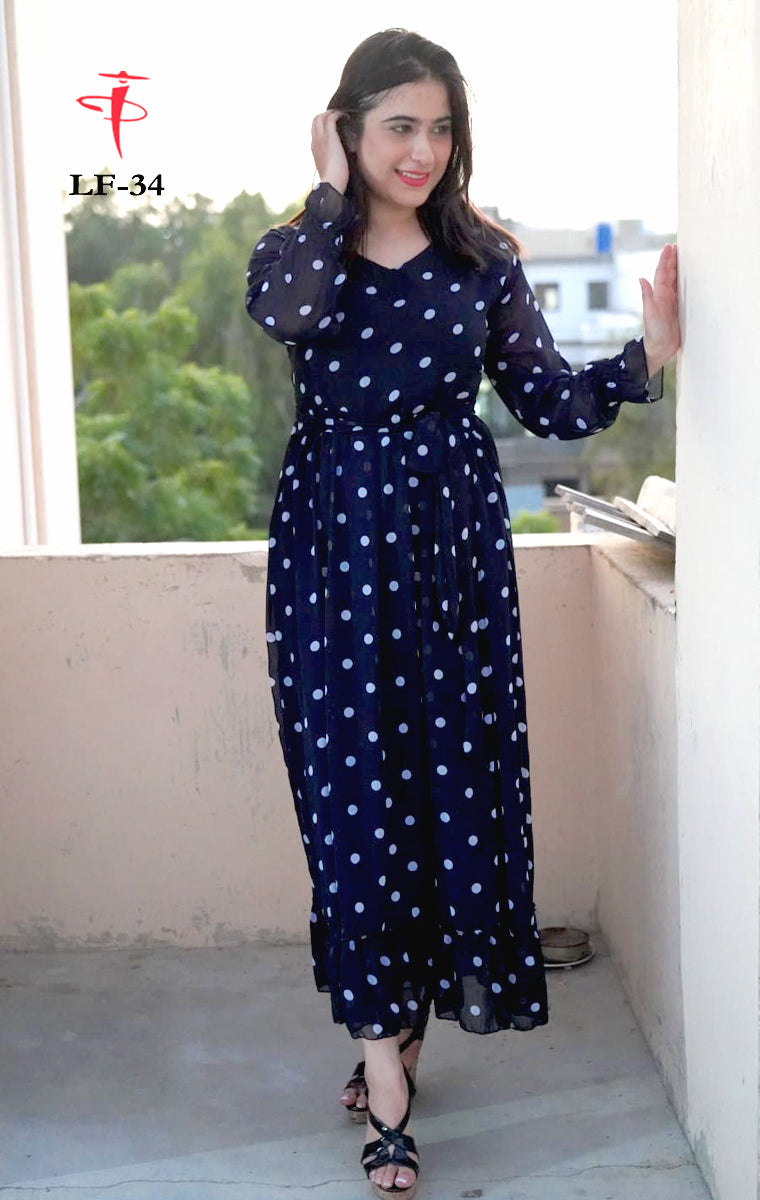 Women’s Premium Chiffon Printed Long Maxi Dress LF-34