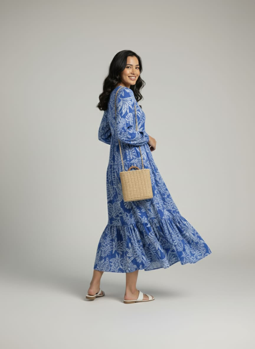 Women’s Premium Chiffon Printed Long Maxi Dress LF-35