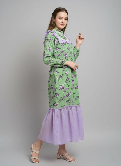 TRENDZ FASHION Premium Floral Chiffon Maxi Dress for Women