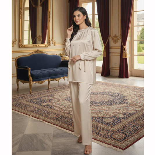 Premium Silk Pearl Detail Co-Ord Set TS-50