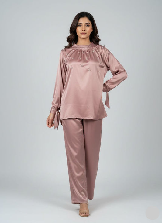 Premium Silk Pearl Detail Co-Ord Set TS-50