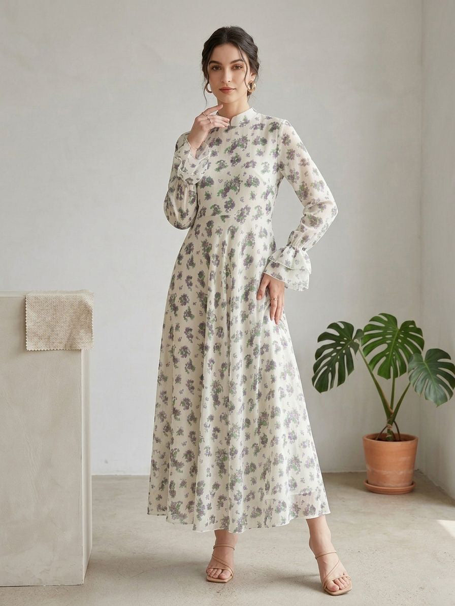 Women’s Premium Chiffon Printed Long Maxi Dress LF-38