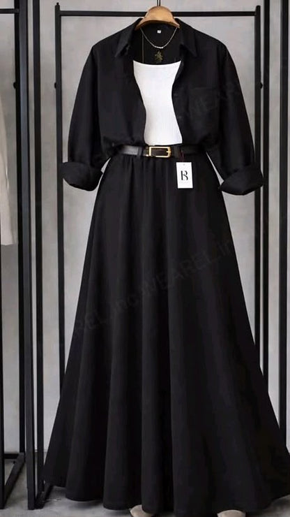 Trending 3-Piece Crepe Skirt Set – Casual & Elegant Co-Ord Look SK-41