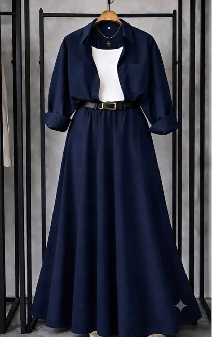 Trending 3-Piece Crepe Skirt Set – Casual & Elegant Co-Ord Look SK-41