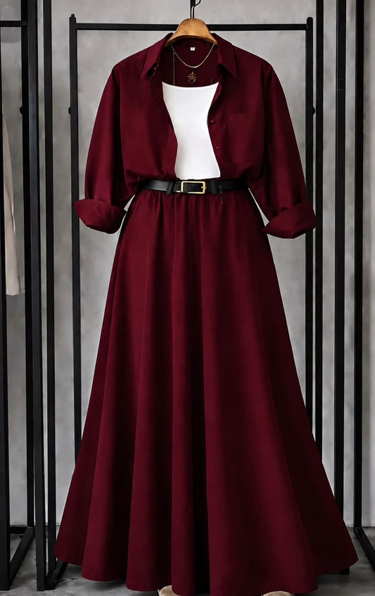Trending 3-Piece Crepe Skirt Set – Casual & Elegant Co-Ord Look SK-41