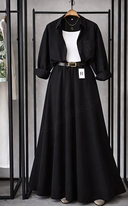 Trending 3-Piece Crepe Skirt Set – Casual & Elegant Co-Ord Look SK-41