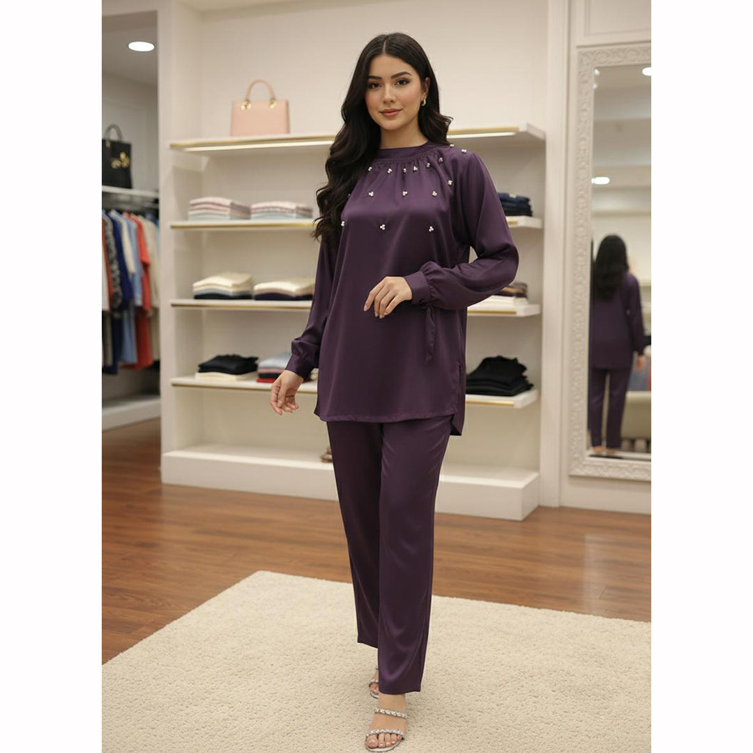 Premium Silk Pearl Detail Co-Ord Set TS-50