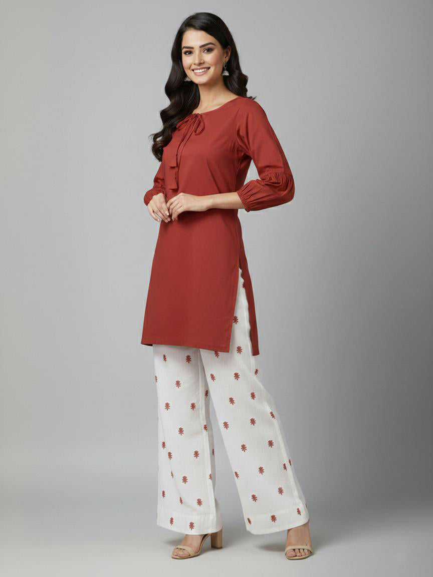 Zinc Elegance – Cotton 2PC Embroidered Suit